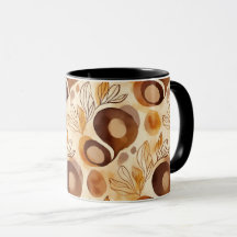 Botanischer Abstract-Kaffeebecher – Sanfte Erdtöne