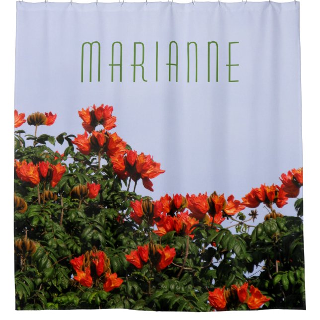 Botanischer afrikanischer Tulpe-Baum Duschvorhang (Vorderseite)