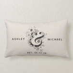 Botanischer Amperand Neuvermählter Name Datum Lendenkissen<br><div class="desc">Personalisierter botanischer Ampersand Neuname Datum Linen Lumbar Pillow Design von Anastasia Surridge, Copyright 2018. Abrufbar unter www.zazzle.com/anastasia_designs. Schöner rustikaler, chic personalisierter Taube grauer Leinenhintergrund (gedruckter Foto-Effekt), anpassbar mit Braut- und Bräutigamen in schwarz modernen Sans Serif Schriftart und Hochzeitstag. Das trendige, schöne Accessoire für Ihr Schlafzimmer, Ihren Lieblingsstuhl, als lustige Wohngestaltung...</div>