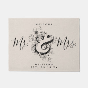 Botanischer Ampersand neu verheiratet Herrn & Mrs. Fußmatte