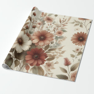 Botanischer Aquarell Elegante Herbstblumen Geschenkpapier