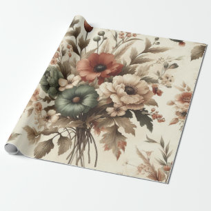 Botanischer Aquarell Elegante Herbstblumen Geschenkpapier