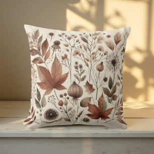 Botanischer Aquarell-Erde Herbstblumen Kissen