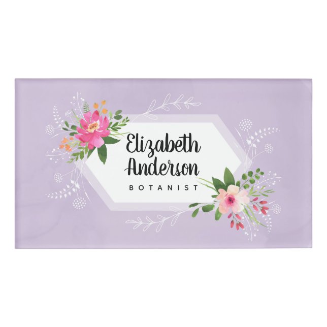Botanischer Aquarellboho Namenschild (Vorderseite)