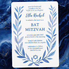 Botanischer Aquarellstern von David Bar Bat Mitzva Einladung