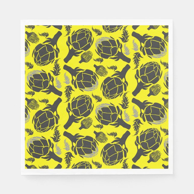 Botanischer Artischocken-Kunst-Wohndesign Serviette (Vorderseite)