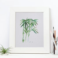 Botanischer Bambus Grüne Wasserfarben