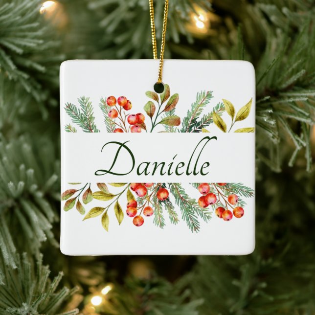 Botanischer Banner personalisiert Keramikornament (Baum)