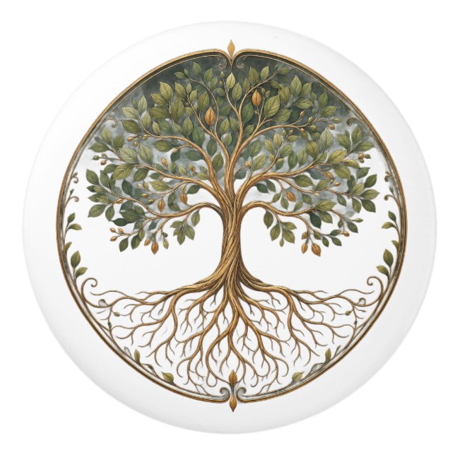 Botanischer Baum, Baum des Lebens, Keramikknopf Keramikknauf (Vorderseite)