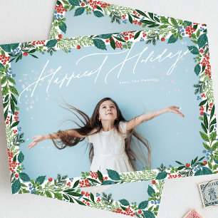 Botanischer Beerenrahmen klassisches Multi-Foto HA Feiertagskarte