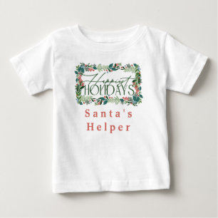 Botanischer benutzerdefinierter Text Festive Weihn Baby T-shirt