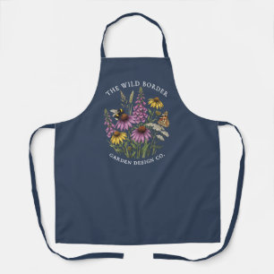 Botanischer Biene- und Schmetterling-Navy-Schürze Schürze