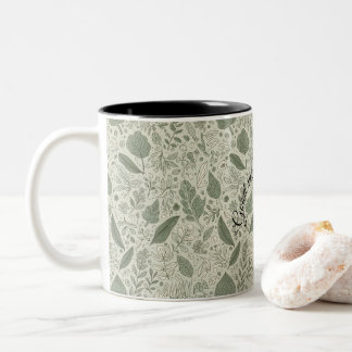 Botanischer Blattdruck-Kaffeebecher | Minimalistis Zweifarbige Tasse