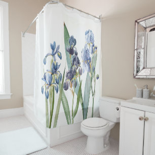 Botanischer blauer Iris-Blumen Redoute Duschvorhang
