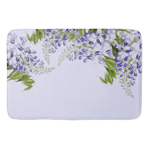 Botanischer blauer Wisteria-BlumenBlumen-Bad-Matte Badematte
