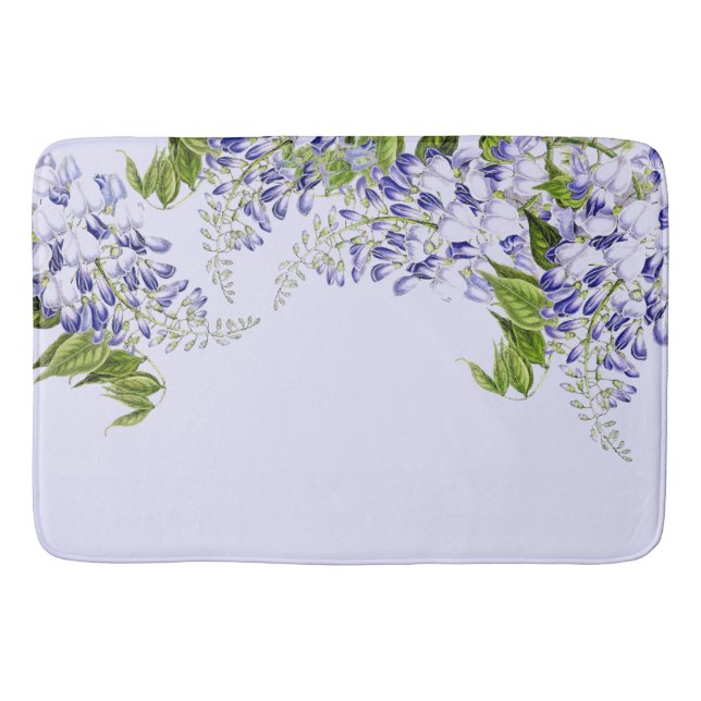 Botanischer blauer Wisteria-BlumenBlumen-Bad-Matte Badematte (Vorderseite)