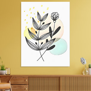 Botanischer Bliss – Minimalistische Blumenkunst Leinwanddruck
