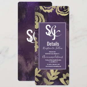 Botanischer Blumen Garten Rose Gold Lila Hochzeit Einladung