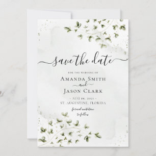 Botanischer Blumenblätterturm rustikal mit Foto Save The Date