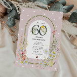 Botanischer Blumenbogen 60. Geburtstagsparty Einladung<br><div class="desc">Cutsie botanische 30. Geburtstag Party Einladung. Das Design zeichnet sich durch einen staubigen rosa Hintergrund aus,  der mit weißen Polka-Punkten verziert ist,  einen gerahmten Bogen mit Aquarellfrühlings-/Sommerfloralen und hübschen Wildtieren. Die bearbeitbare Vorlage lässt sich einfach mit Ihren eigenen Ereignisdetails anpassen.</div>
