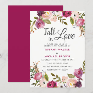 Botanischer Blumenfall in der Liebe Hochzeiten Einladung