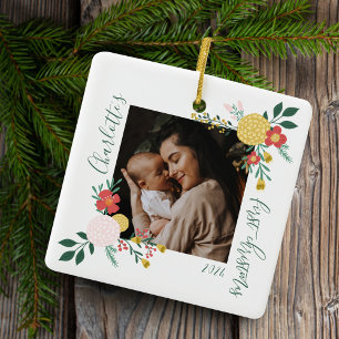 Botanischer Blumengarten Elegantes Foto weiß Keramikornament