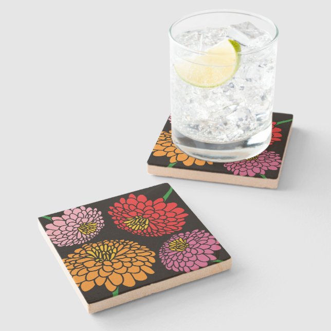 Botanischer Blumengarten Zinnia Untersetzer (Seitenansicht)
