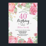 Botanischer Blumenkohl 40. Geburtstag Einladung<br><div class="desc">Botanische Flora 40. Geburtstag Einladung. Blumenrosa-Erbsen Geburtstag Einladung für Frauen. Aquarell Floral Blume. Elegante Blume aus Rosa und Peony. Erwachsener Geburtstag. Weißer HintergrundSchwarz und Weiß. 13. 15. 16. 18. 20. 21. 30. 40. 50. 60. 70. 80. 90. 100. jedes Alter. Für weitere Anpassungen klicken Sie bitte auf die Schaltfläche "Anpassen"...</div>
