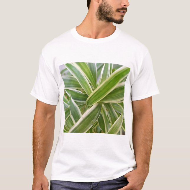 Botanischer Blumenleaf, grün und weiß, schattig T-Shirt (Vorderseite)