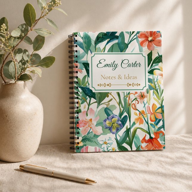 Botanischer Blumenname Personalisiert Notizbuch (Von Creator hochgeladen)
