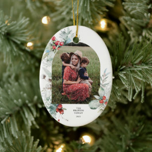Botanischer Blumenstrauß Foto Weihnachten Keramik Ornament
