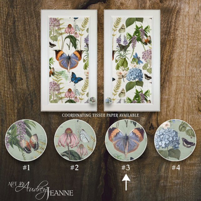 Botanischer Blumenstrauß Vintage Hütte 3 Keramikknauf (Von Creator hochgeladen)