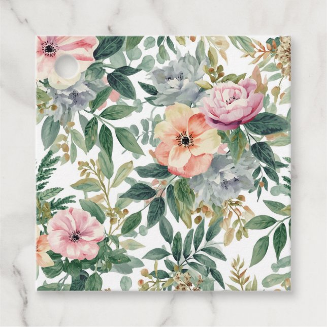 Botanischer Blumenstrauß Wasserfarbe Eukalyptusblä Geschenkanhänger (Vorderseite)