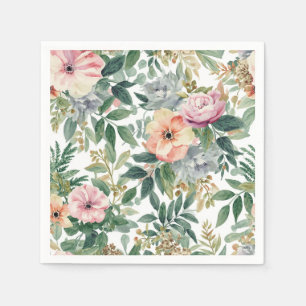 Botanischer Blumenstrauß Wasserfarbe Eukalyptusblä Serviette