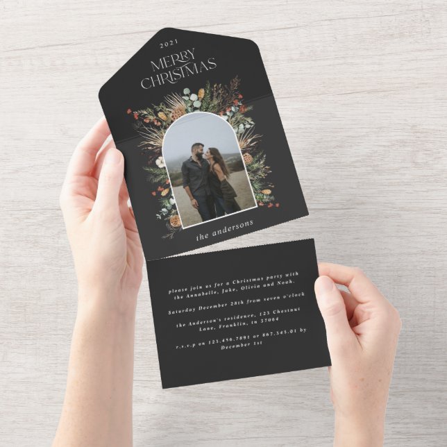 Botanischer Blumenzauber aus Foto All In One Einladung (Abreißen)