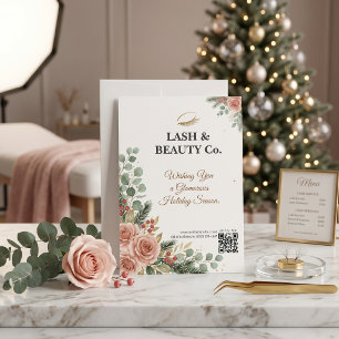 Botanischer Blush Gold Wimpern Tech Weihnachtsstud Feiertagskarte