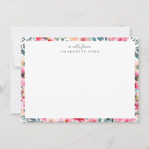 Botanischer Blütenrosa Rosengrün Blumenrahmen Mitteilungskarte