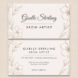 Botanischer Blütenschwarz und Schwarzer Balken Kun Visitenkarte<br><div class="desc">Ein raffiniertes Visitenkartendesign für braune Künstler und Schönheitsexperten. Dieses Design mit sanftem Hintergrund und zarter botanischer Linienkunst verbindet fett schwarze Schrifttyp mit sauberem,  modernem Text für einen polierten und femininen Look. Perfekt für die Beschneiung,  Tönung,  Laminierung und Schönheitssalons,  die eine berufliche und dennoch stilvolle Markenidentität will.</div>