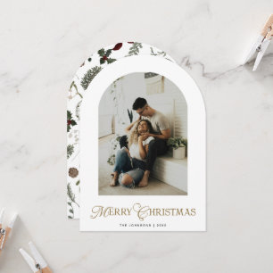 Botanischer Bogen Foto Frohe Weihnachten Grußkarte Einladung