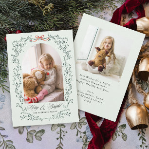 Botanischer Bogen Merry & Bright 2 Foto Mint Feiertagskarte