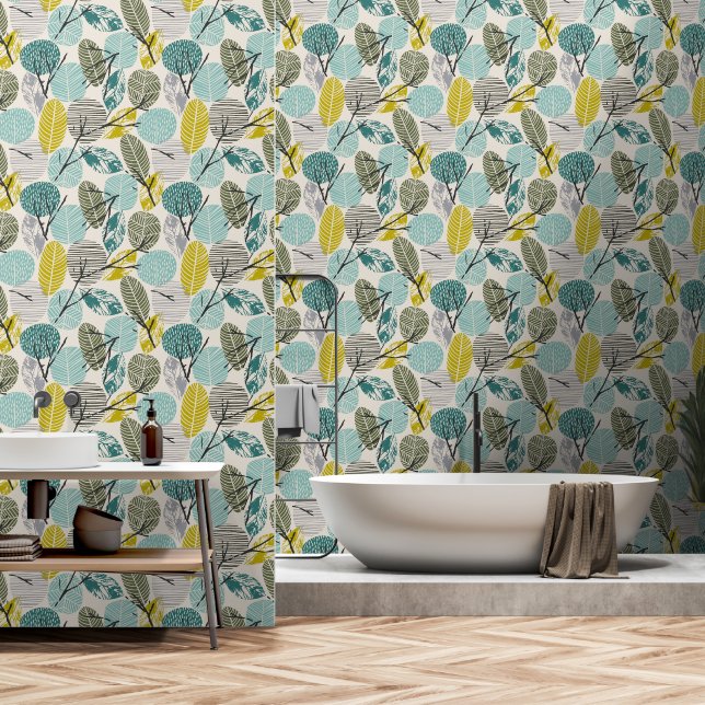 Botanischer Boho 1 Tapete (Badezimmer)