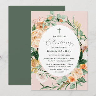Botanischer Boho Blush Pink Christening Personalis Einladung