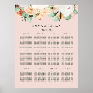 Botanischer Boho Blush Pink Hochzeitsdiagramm Poster