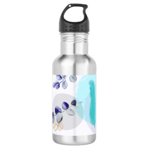 Botanischer Boho Cyan Lila Edelstahlflasche