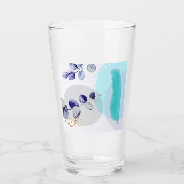 Botanischer Boho Cyan Lila Glas (Vorderseite)