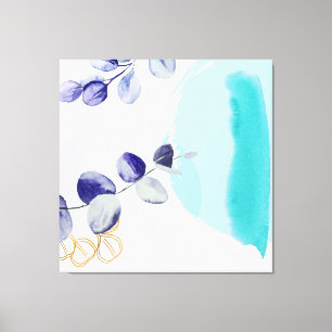 Botanischer Boho Cyan Lila Leinwanddruck