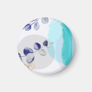 Botanischer Boho Cyan Lila Magnet