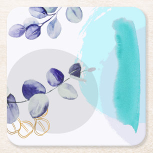 Botanischer Boho Cyan Lila Rechteckiger Pappuntersetzer
