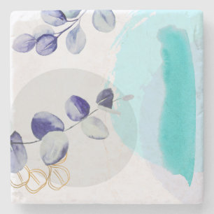 Botanischer Boho Cyan Lila Steinuntersetzer