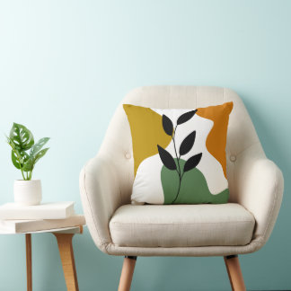 Botanischer Boho Earthy Color Abstrakter Leaf Art  Kissen